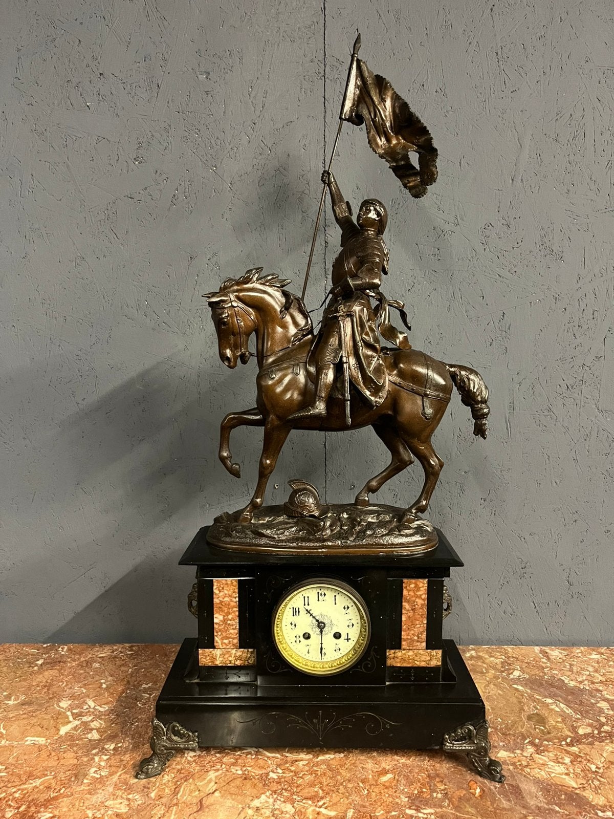 Zeer grote Franse pendule Jeanne d’Arc te paard – 90 cm, Ophalen