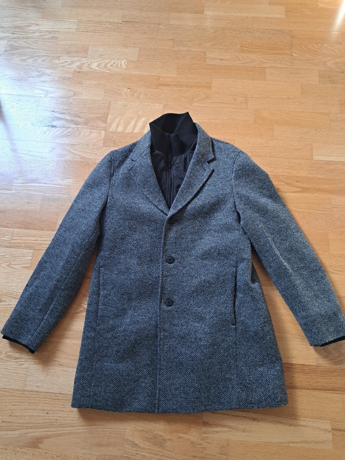 Halflange heren mantel / jas, WE, mt M, grijs gemêleerd, Kleding | Heren, Ophalen, WE, Maat 48/50 (M), Zo goed als nieuw