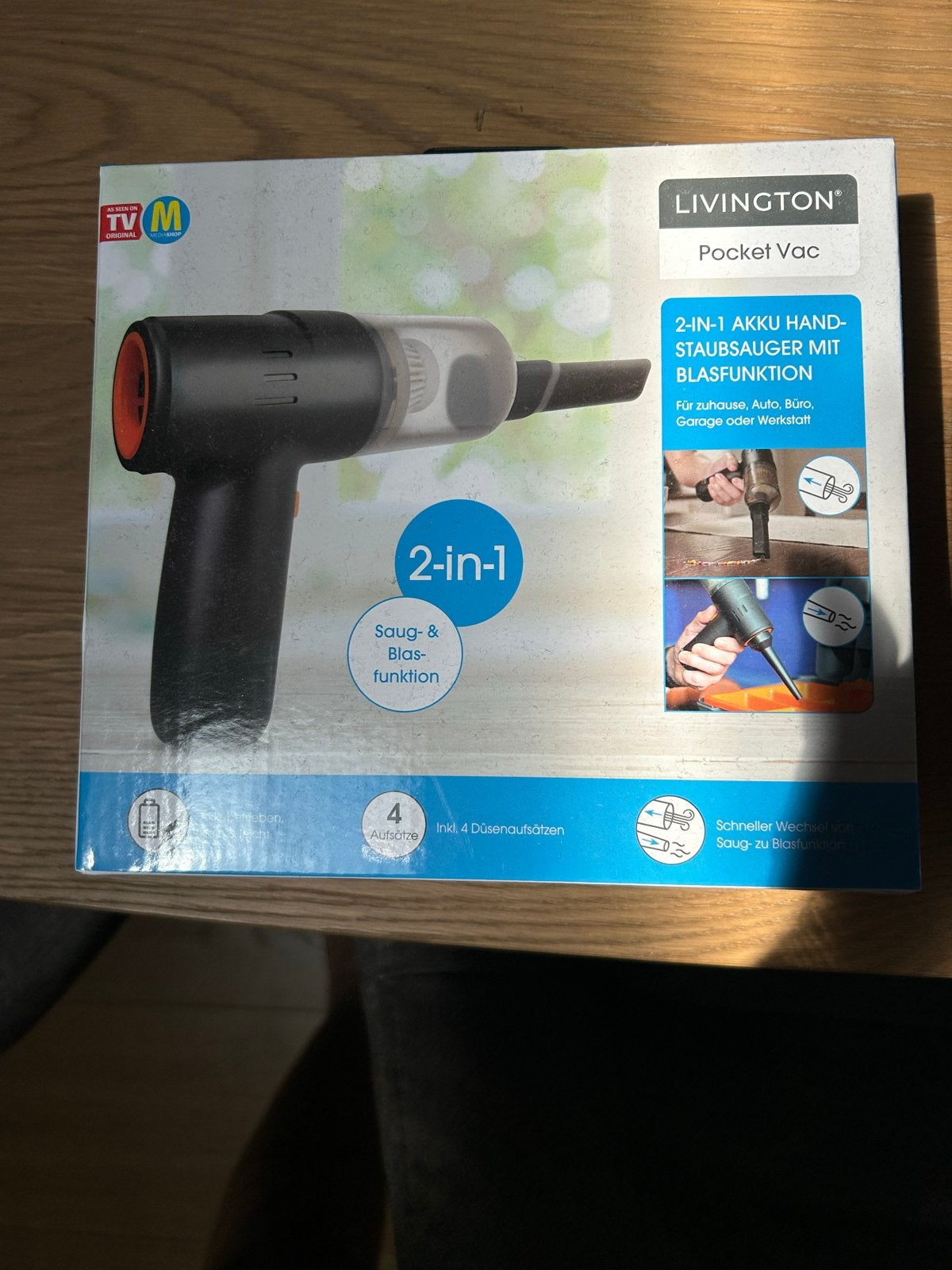 Livington Pocket Vac 2-in-1 Accu Handstofzuiger met Blaasfun, Ophalen, Overige merken, Kruimeldief, Reservoir