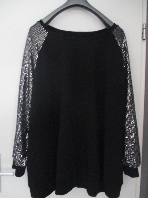 Zwarte sweater met glitter mouwen, Kleding | Dames, Grote Maten, Zwart, Trui of Vest, Ophalen of Verzenden, Zo goed als nieuw