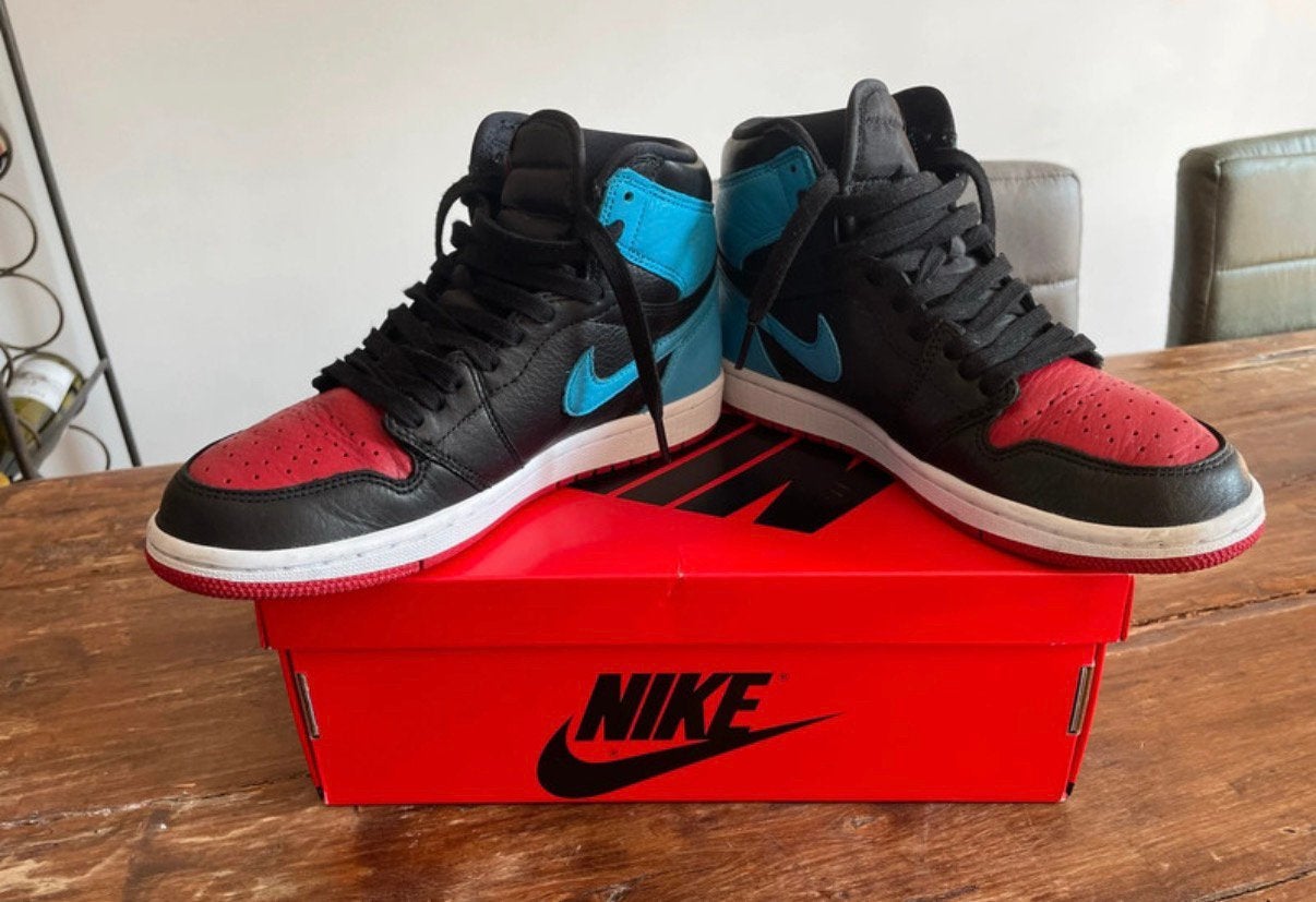 Jordan 1 High OG UNC To Chicago, Zwart, Ophalen of Verzenden, Sneakers of Gympen, Zo goed als nieuw