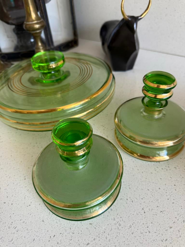 Art Deco Leerdam Groen Glazen Set, Antiek en Kunst, Ophalen of Verzenden