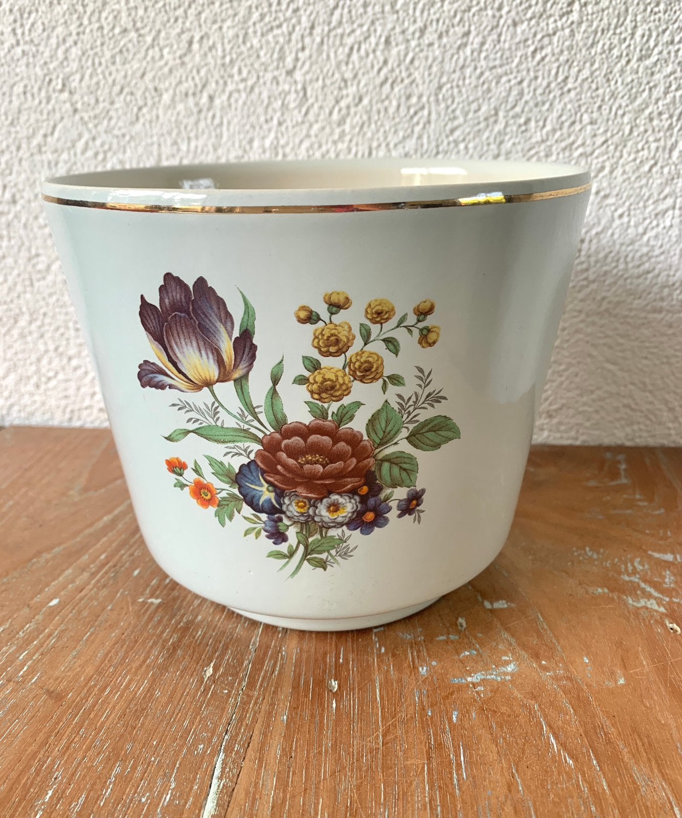 Vintage bloempot Frankton Tegelen, Tuin en Terras, Bloempotten, Zo goed als nieuw, Overige materialen, Binnen, Minder dan 40 cm