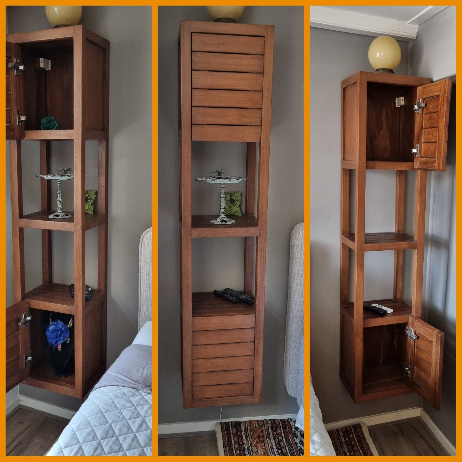 Bed- /boek- / wandkast, Met deur(en), Teakhout, Ophalen of Verzenden, Minder dan 150 cm