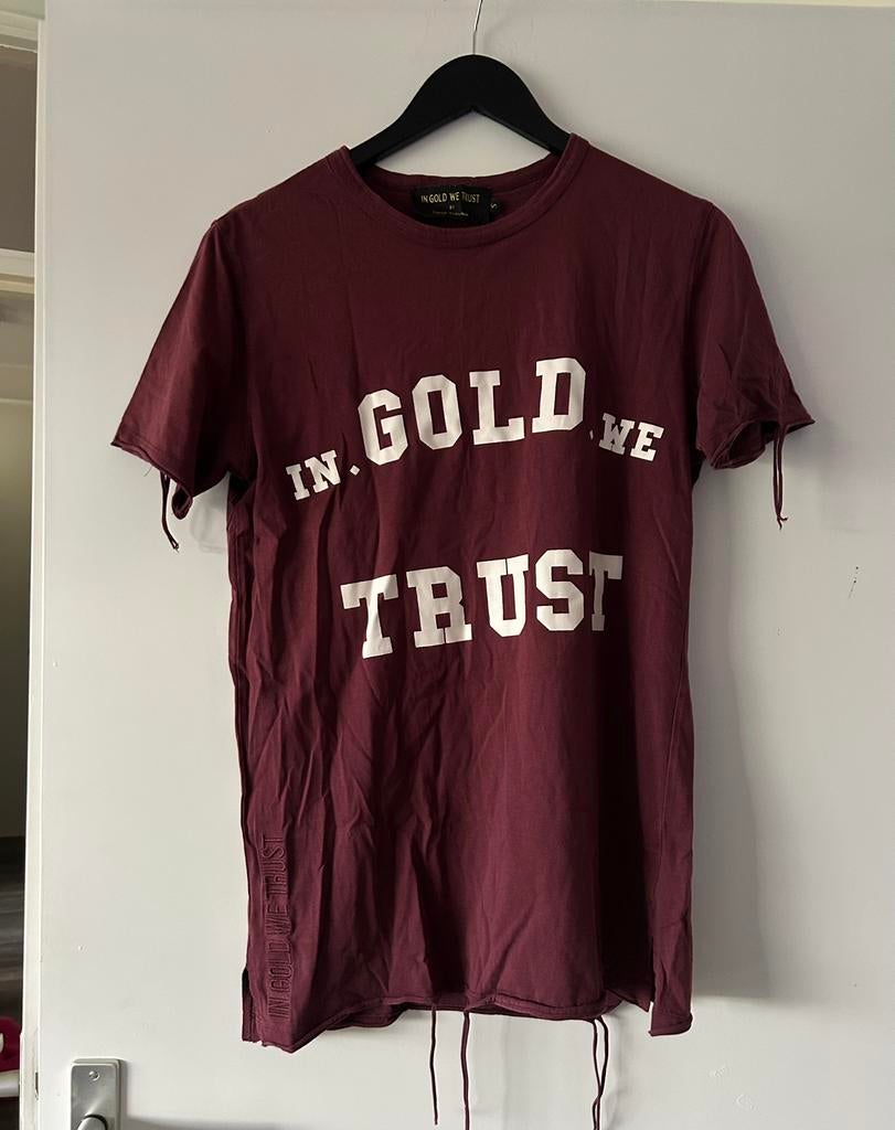 In Gold We Trust dames shirt wijnrood, maat S, Kleding | Dames, Maat 38/40 (M), Ophalen of Verzenden, Zo goed als nieuw, Korte mouw