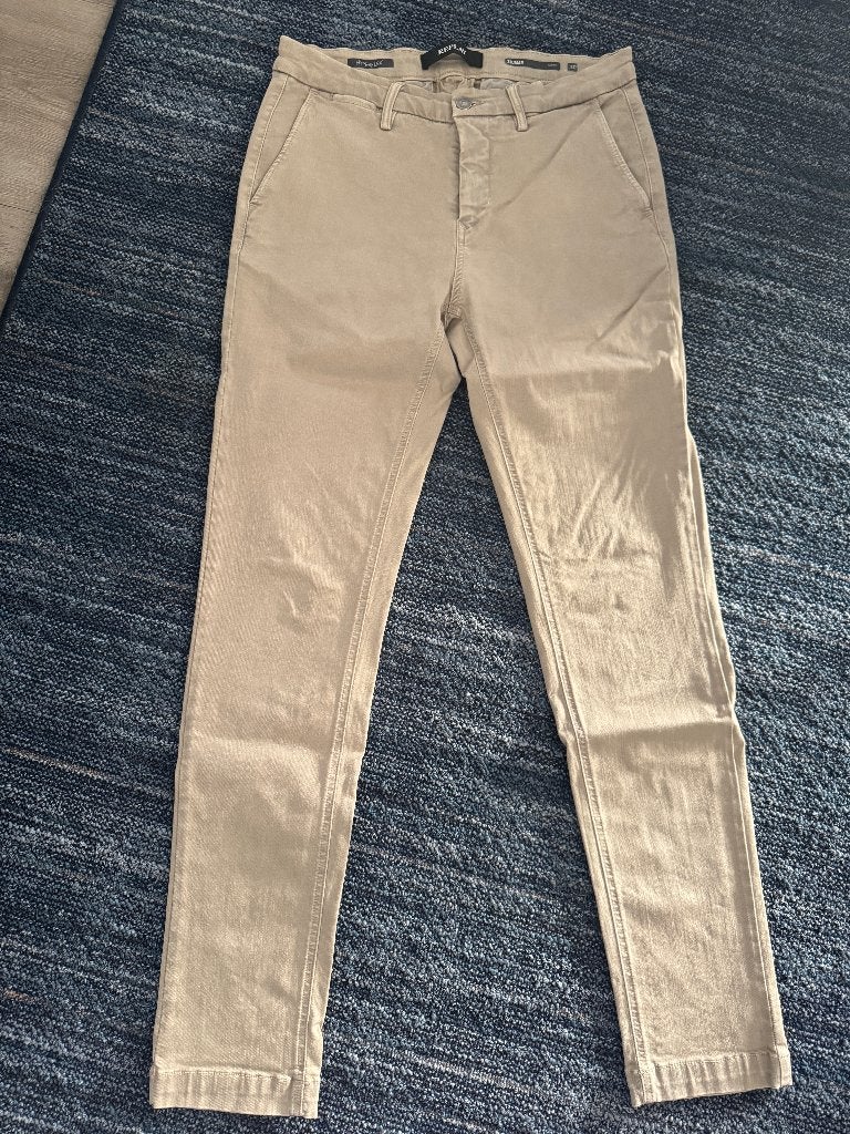 Replay Hyperflex Pantalon Heren Stretch maat 30 - Beige, Beige, Ophalen of Verzenden, Zo goed als nieuw, Replay