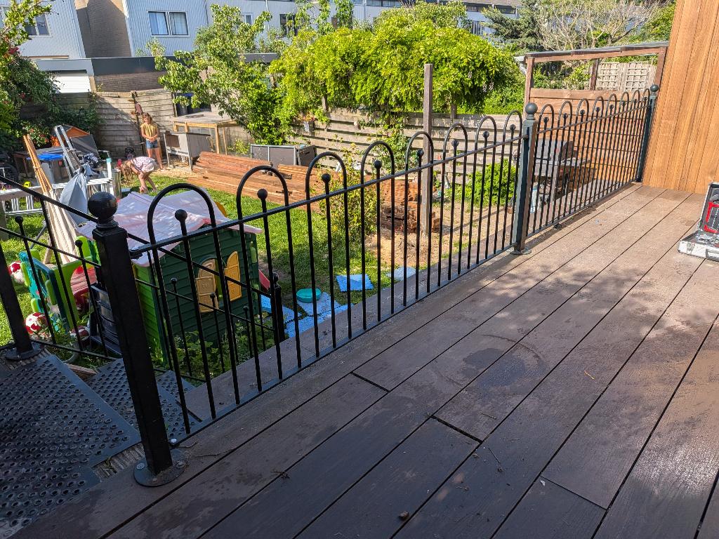 Gietijzer, terras hek, tuinhek, balustrade, trapje tuin, Ophalen, Gebruikt
