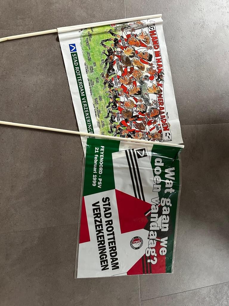Feyenoord kampioen 1999 vlag kampioenswedstrijd., Verzamelen, Ophalen of Verzenden, Gebruikt, Feyenoord, Overige typen