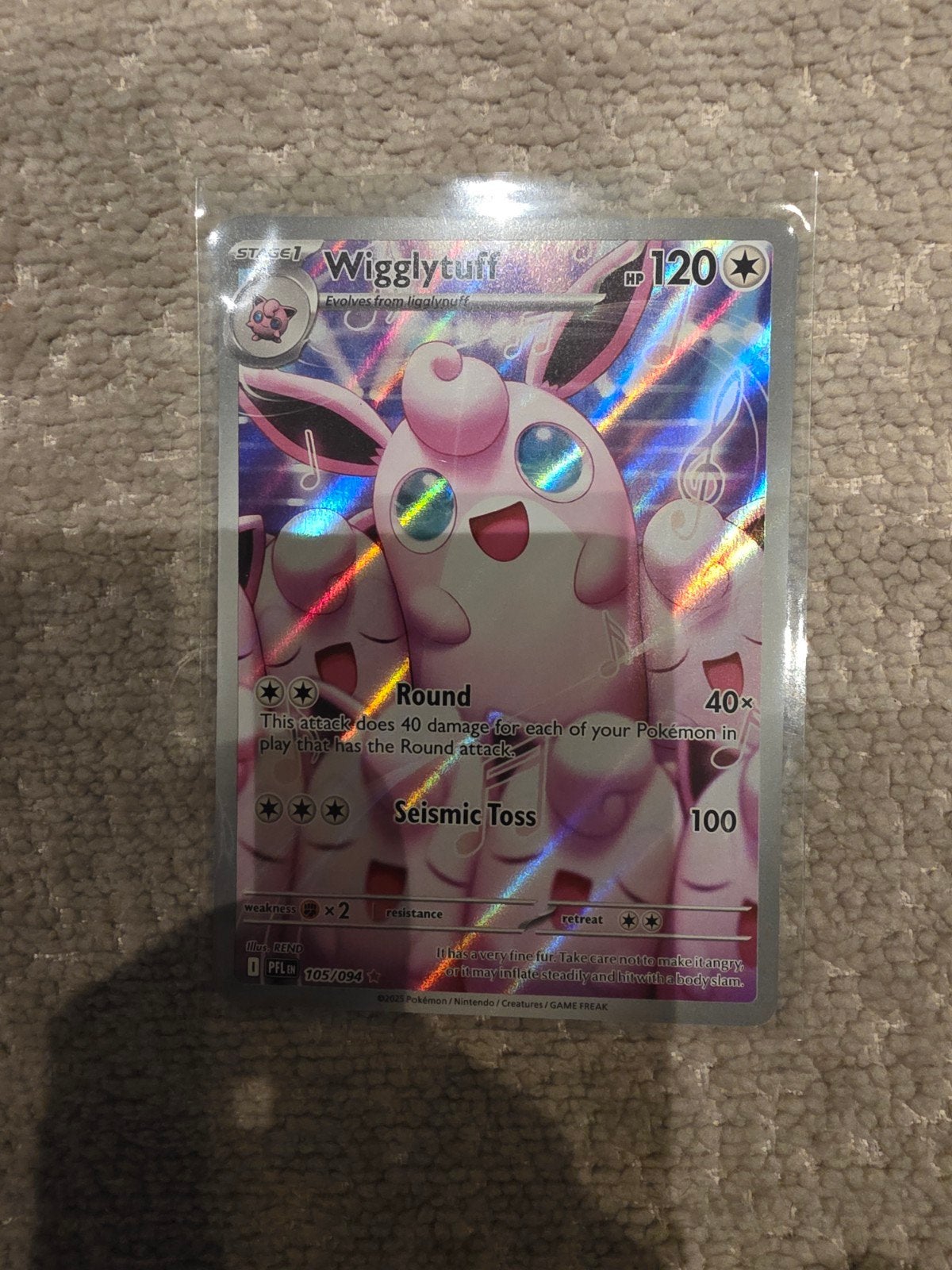 Wigglytuff 105/094, Ophalen of Verzenden, Zo goed als nieuw, Losse kaart, Foil