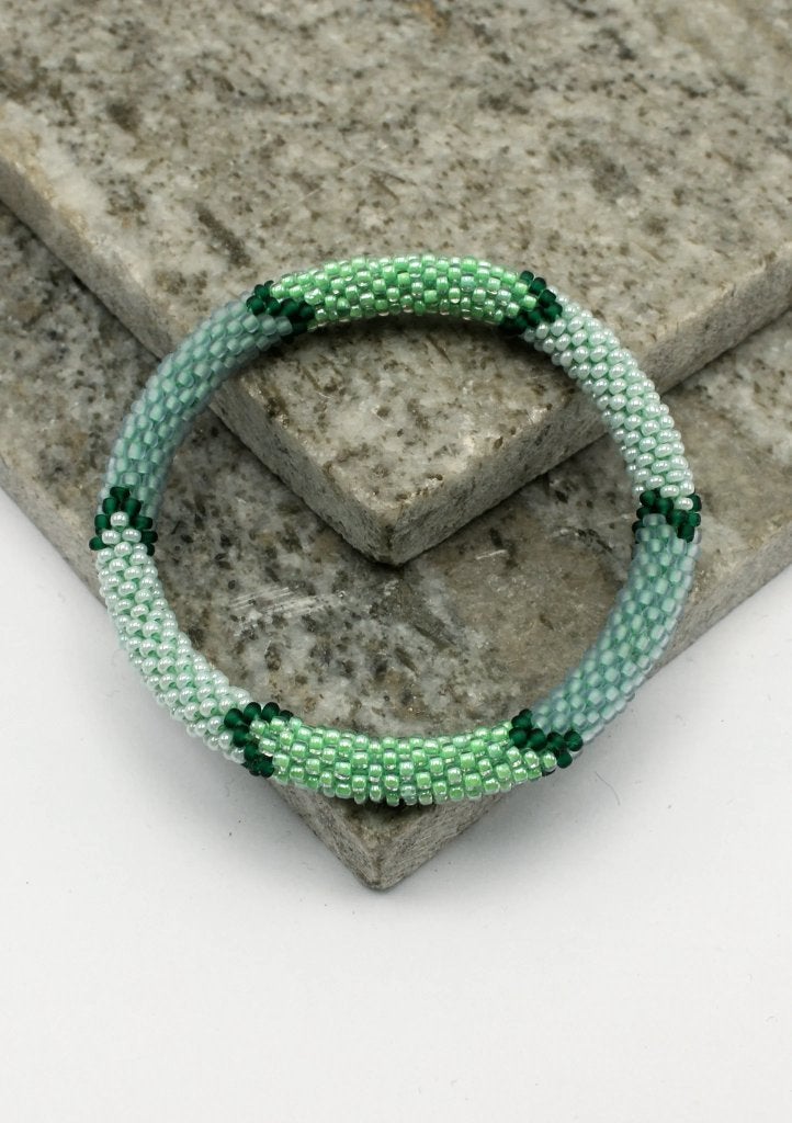 Glaskralen armband - groen en blauw - RB138, Overige materialen, Overige kleuren, Verzenden, Nieuw