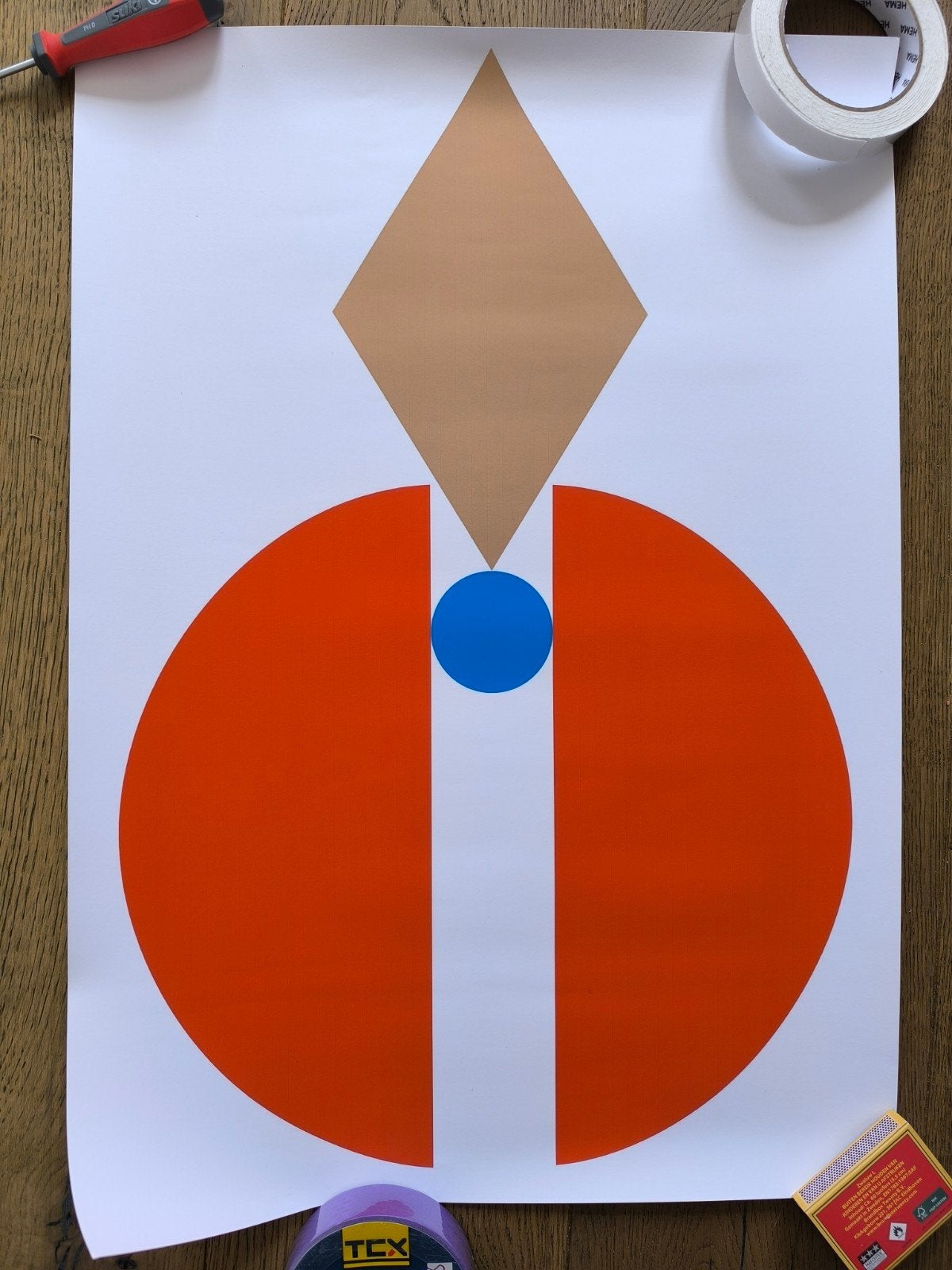 Abstracte geometrische poster, gedrukt op A2, Ophalen