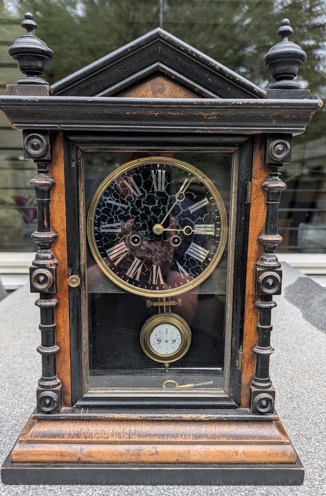 Antieke Duitse Schouwklok / Pendule  (ca. 1890), Antiek en Kunst, Antiek | Klokken, Ophalen