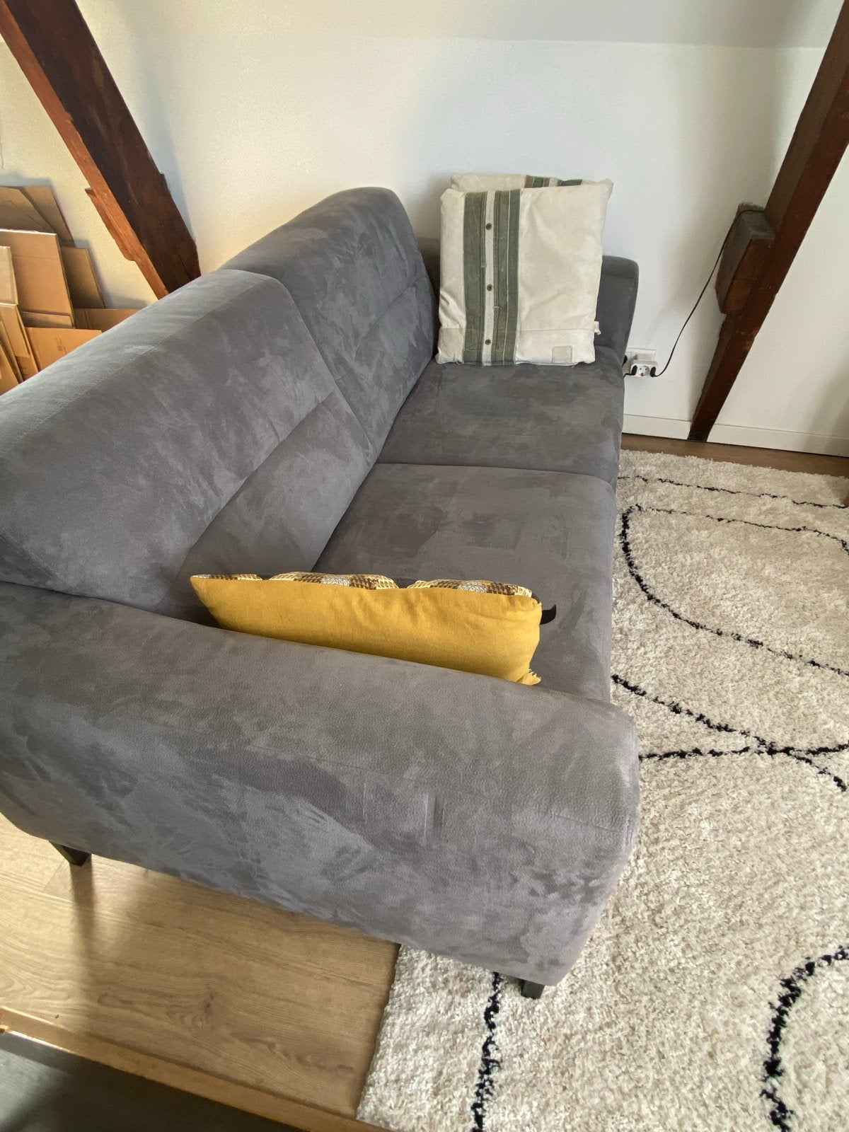 Grijze tweepersoonsbank, zo goed als nieuw, Ophalen, 150 tot 200 cm, Tweepersoons, 75 tot 100 cm