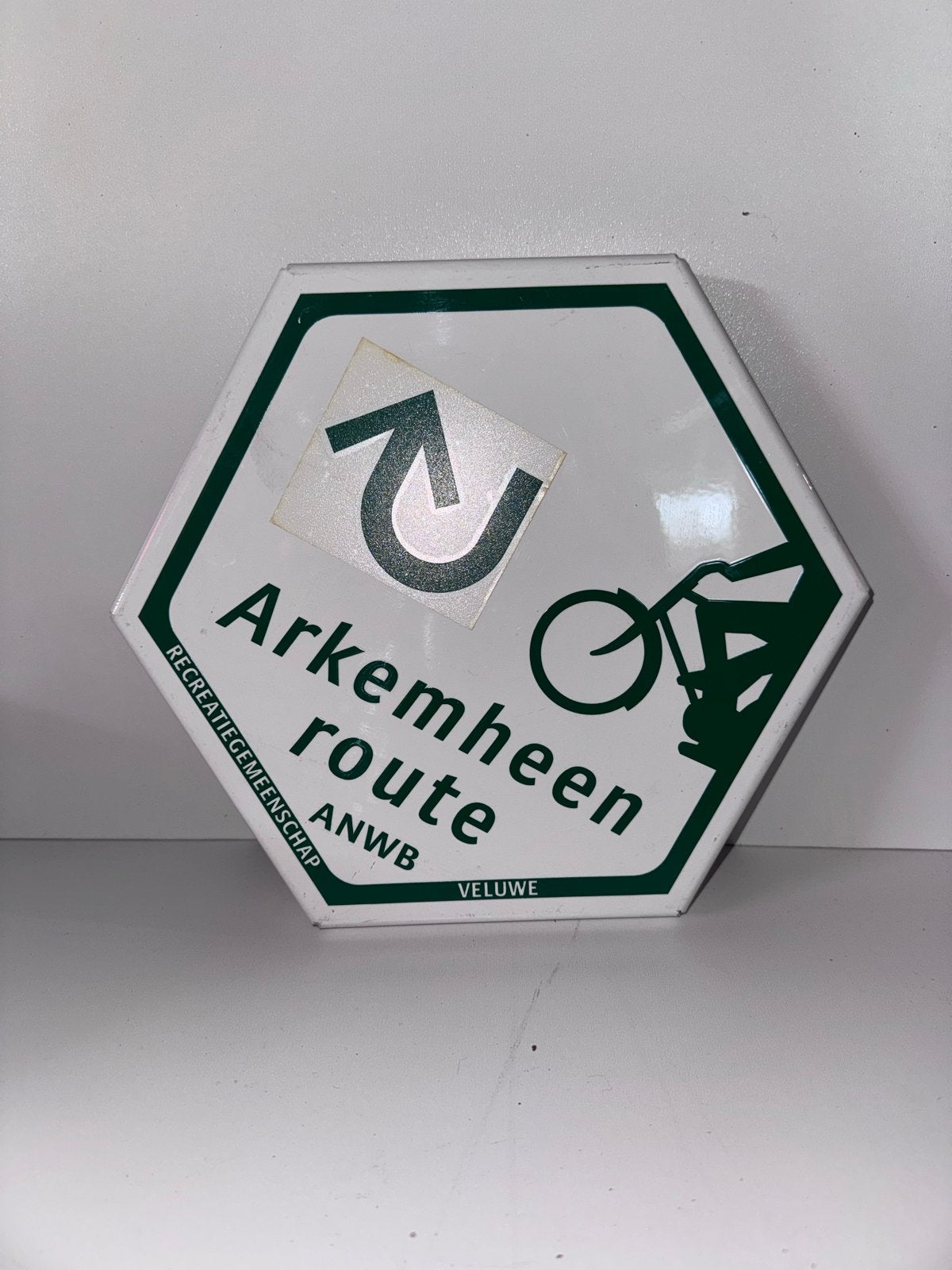 ANWB Arkemheen route fietsbord - Vintage emaille, Ophalen of Verzenden