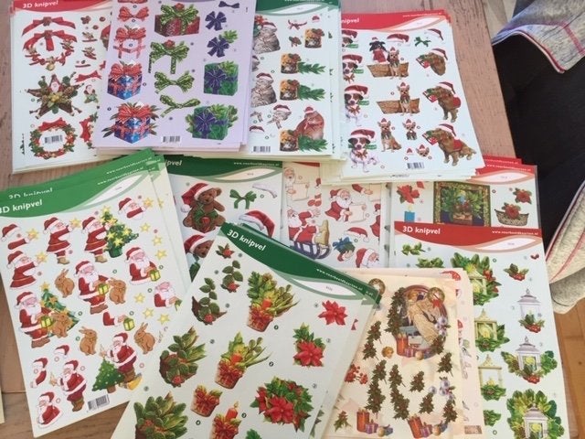 knipvellen kerst pakketje van 15 voor € 1,00, Ophalen of Verzenden, Zo goed als nieuw, Kerst, Knipvel