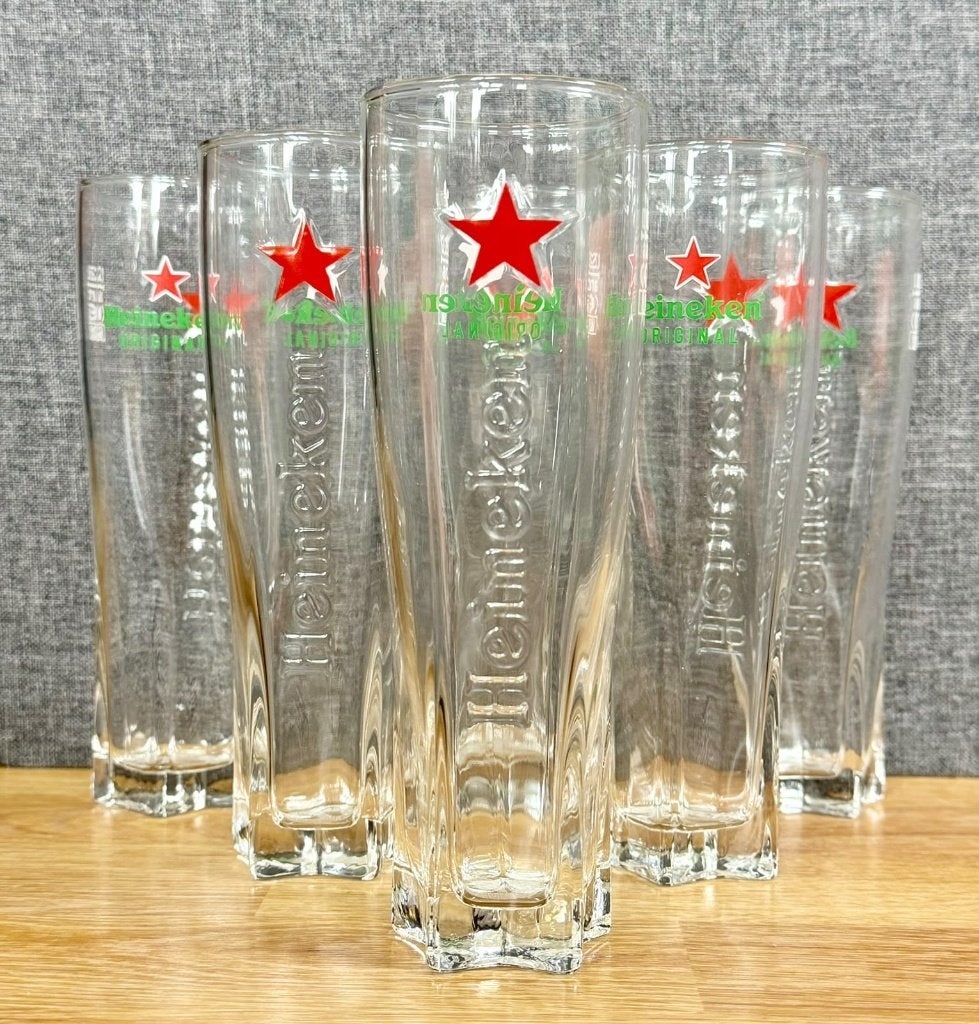 6 Heineken StarMark Glazen, 25 cl, Zeldzaam en nieuw in doos, Verzamelen, Ophalen of Verzenden, Nieuw, Glas of Glazen, Heineken
