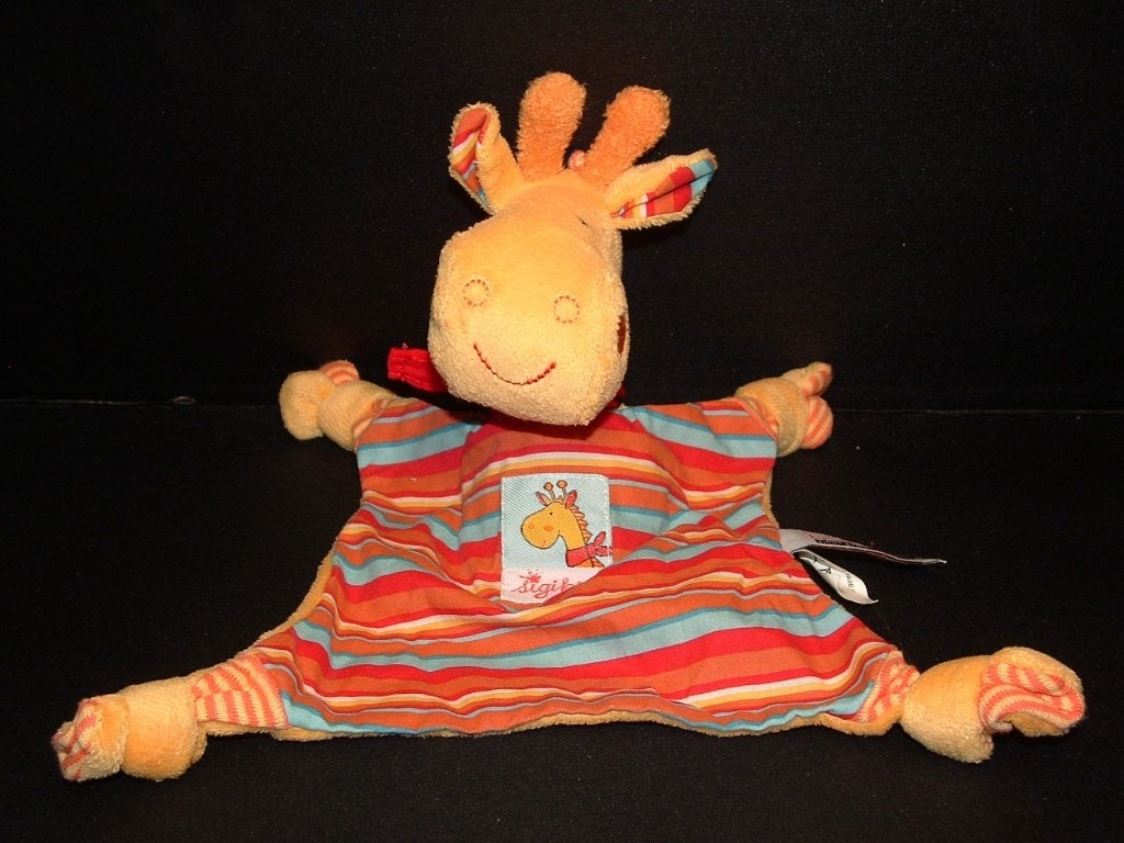 SIGIKID GIRAFFE KNUFFELDOEK VELOURS ORANJE MET GLADD, Verzenden, Nieuw, Overige typen