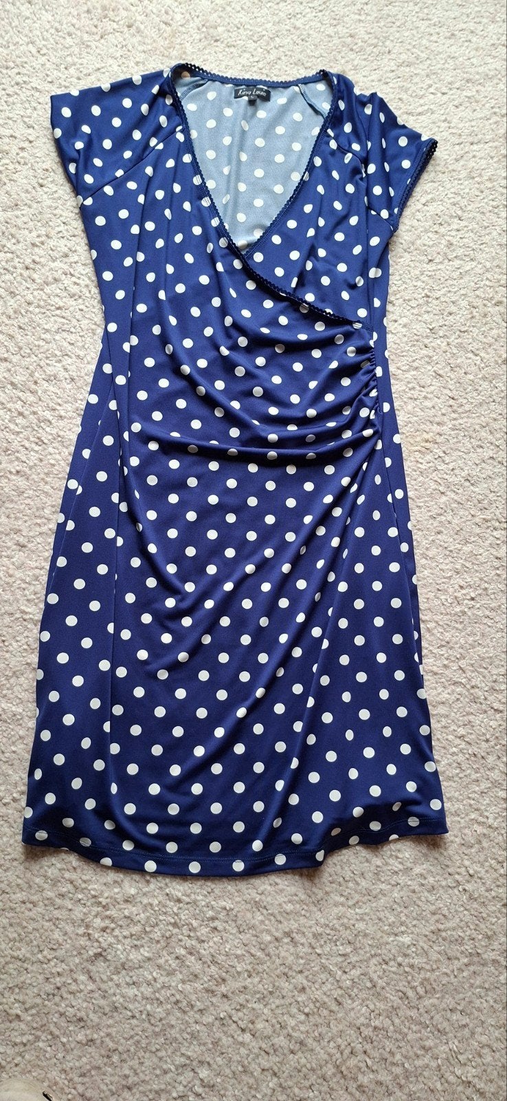 KING LOUIE POLKADOT  JURK, Ophalen of Verzenden, Zo goed als nieuw, Blauw, Knielengte