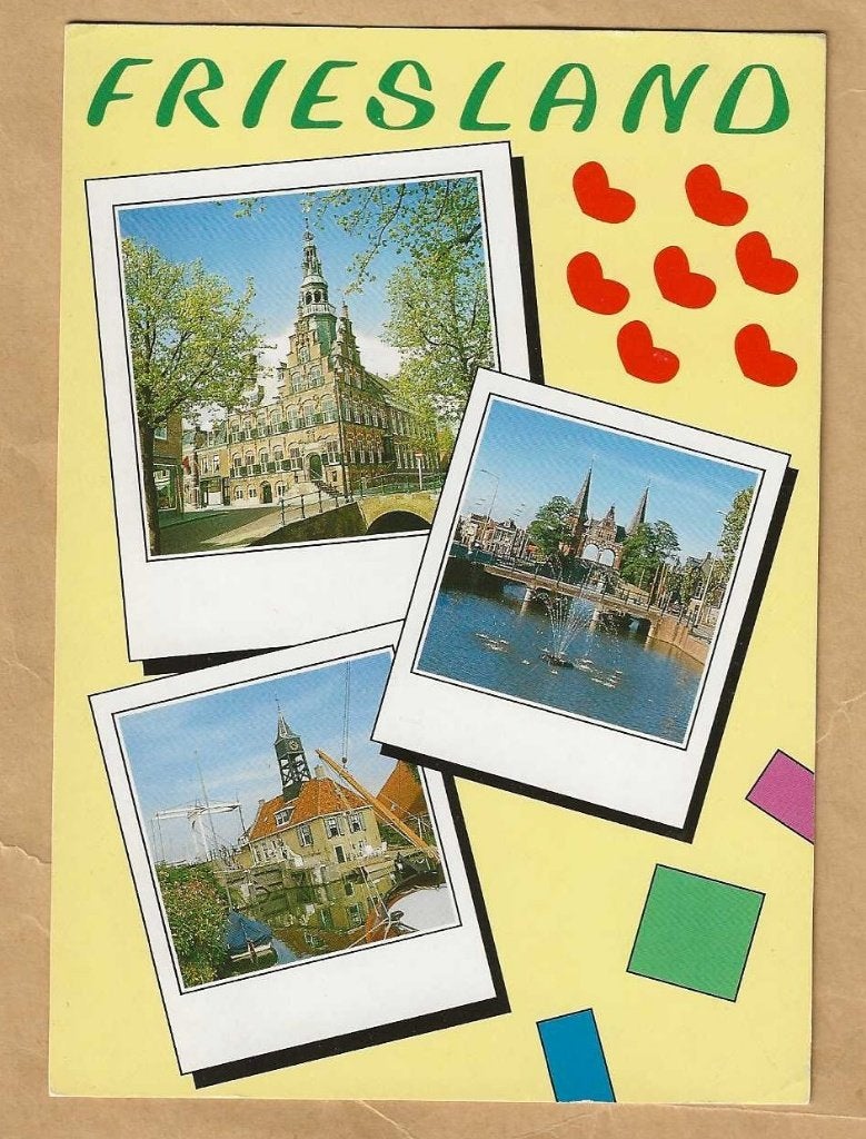 Ansichtkaart Friesland - Franeker, Sneek, Hindeloopen, Verzamelen, Ansichtkaarten | Nederland, Ophalen of Verzenden, 1980 tot heden