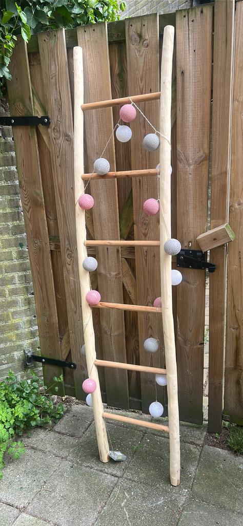 Decoratie ladder met verlichting - Hout, Huis en Inrichting, Woonaccessoires | Overige, Hout, Meerkleurig, Ophalen of Verzenden