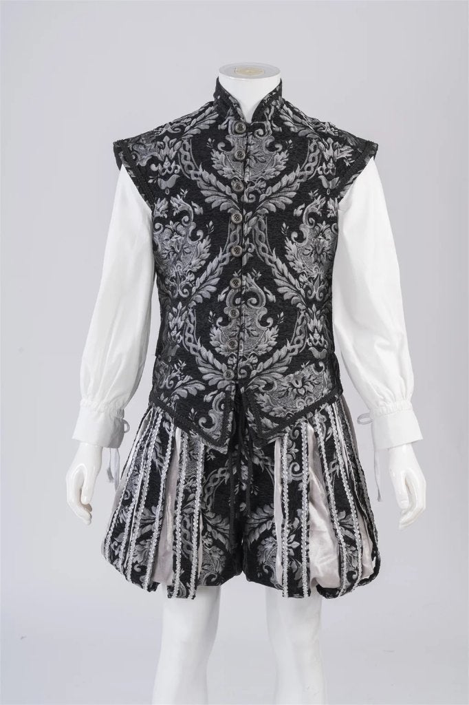 Zwart heren renaissance kostuum victoriaans middeleeuws oud, Verzenden, Nieuw, Overige maten, Kleding