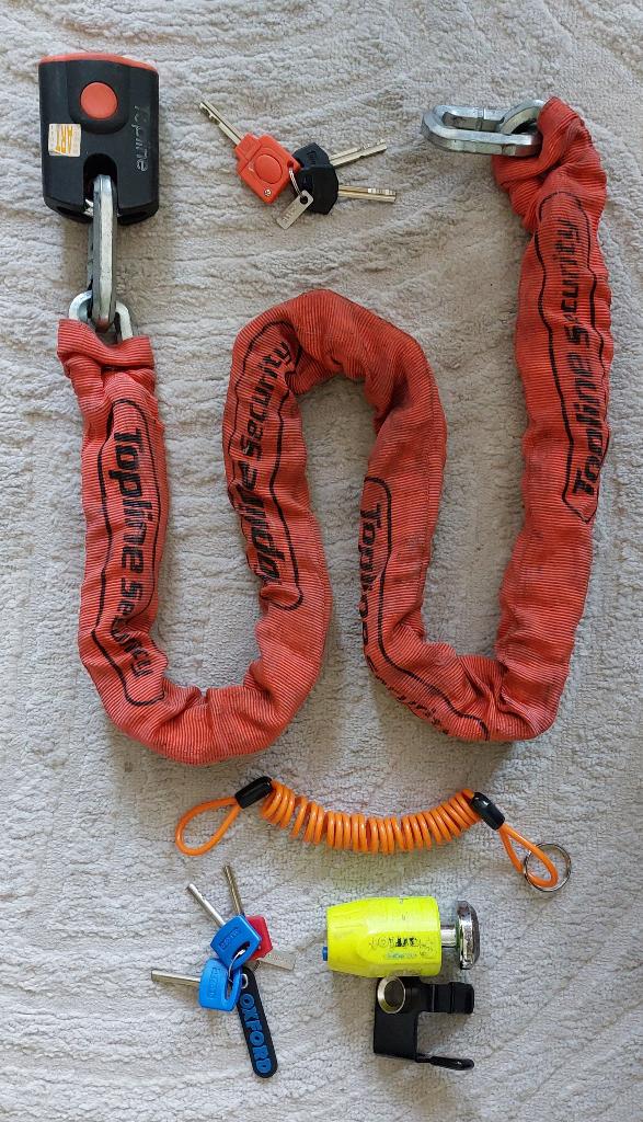 Set Topline kettingslot plus Oxford schijfremslot, Motoren, Accessoires | Sloten, Ophalen, Gebruikt
