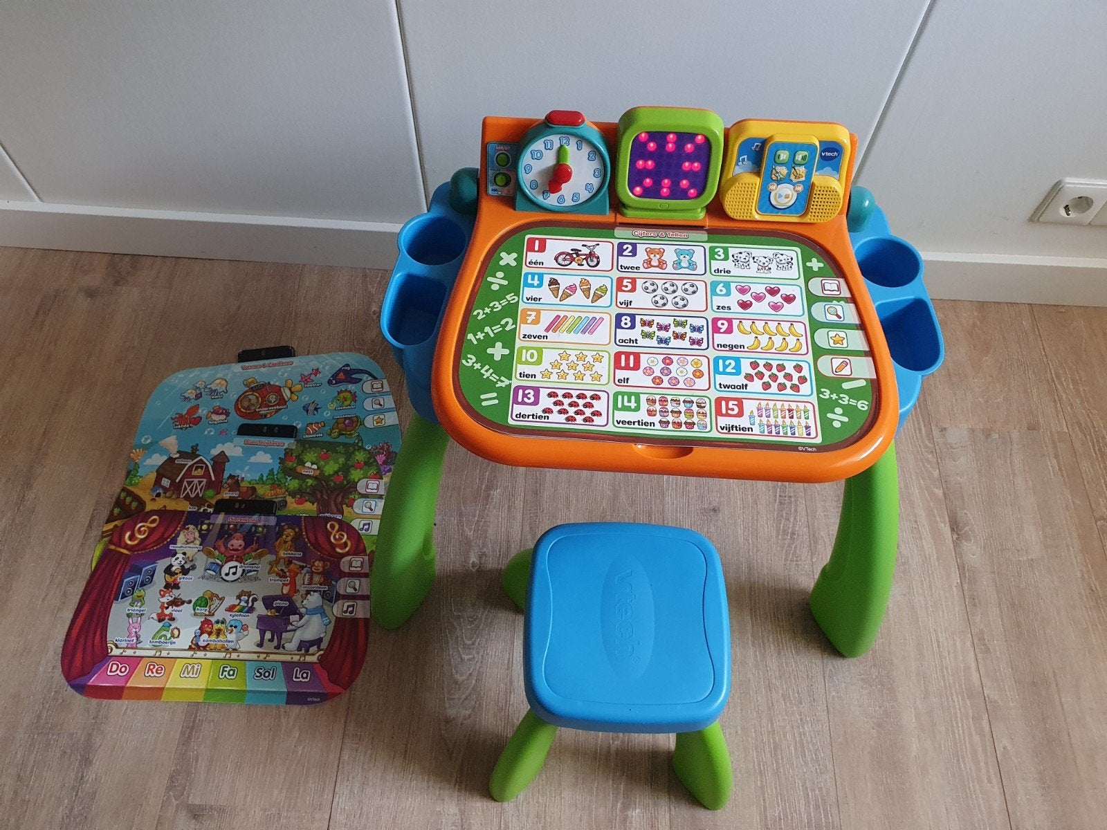 V-tech magische interactieve speeltafel+kruk+alle kaarten, Ophalen, Gebruikt, Taal en Lezen, Met licht