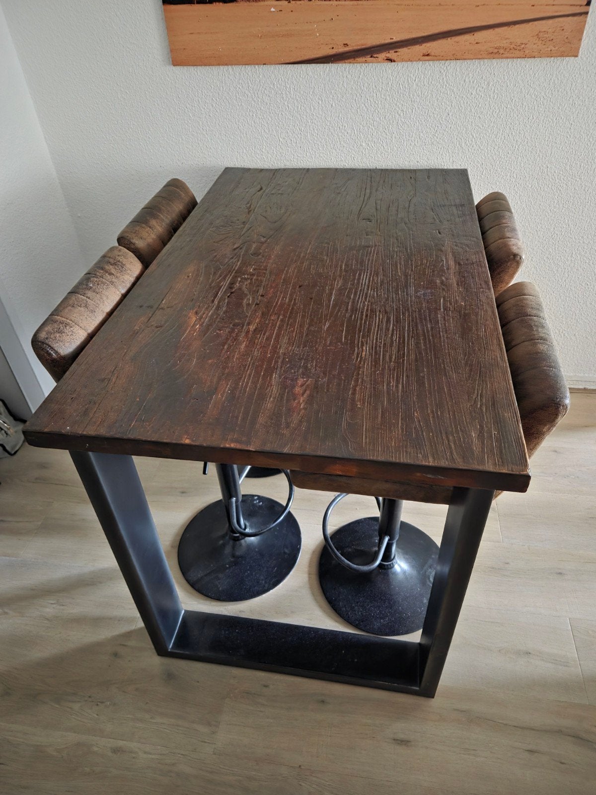 bar tafel met 4 krukken, Ophalen, Gebruikt, 4 tot 6 stoelen