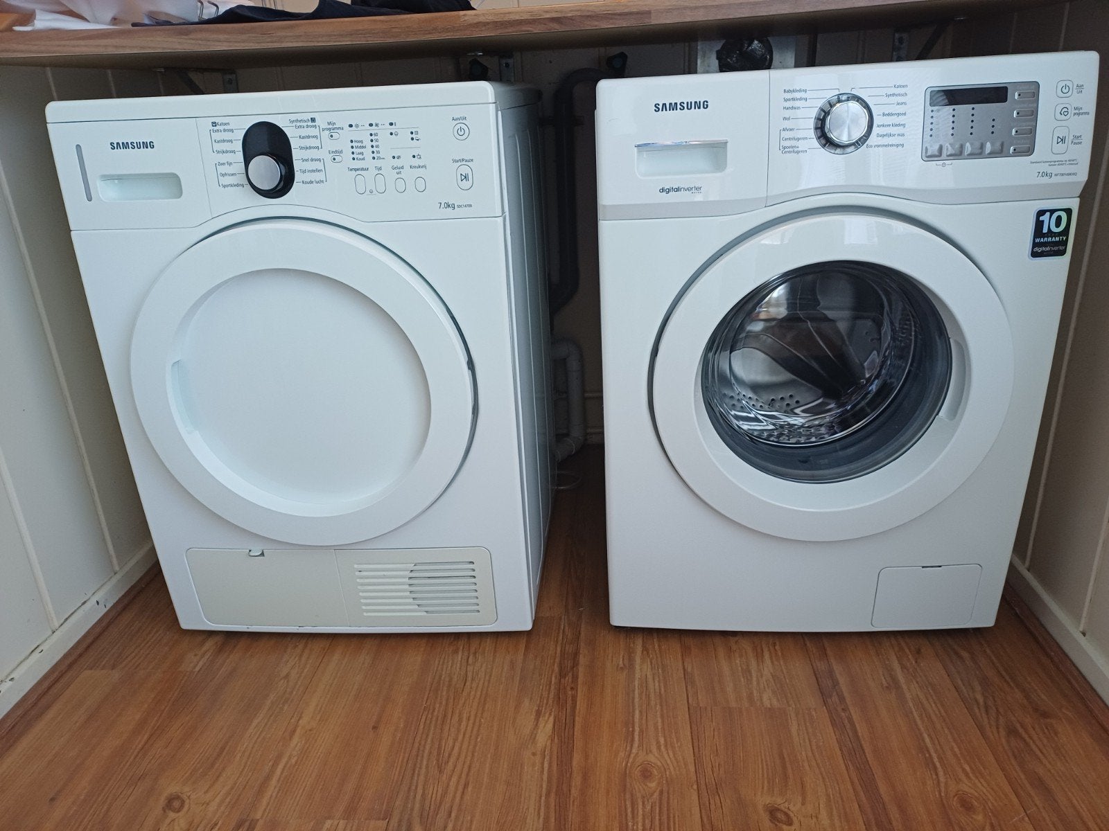Samsung Wasmachine WF700Y4BKWQ en Droger SDC14709 (7kg), Ophalen, Gebruikt, 85 tot 90 cm, 1200 tot 1600 toeren
