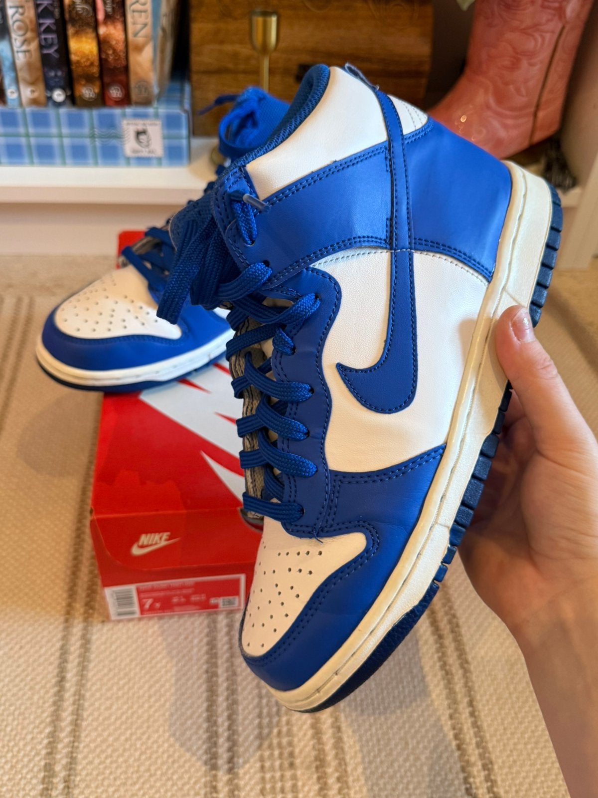 GS size Nike dunk high Game Royal, Blauw, Ophalen of Verzenden, Sneakers of Gympen, Gedragen