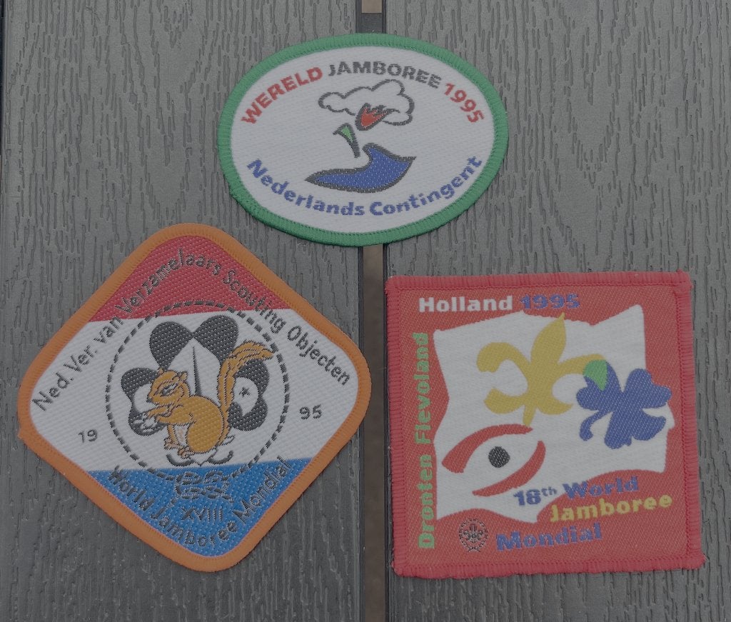 Jamboree WJ 1995 - Nederland - NL Contingentsbadge, Ophalen of Verzenden, Zo goed als nieuw, Embleem, Speld of Insigne