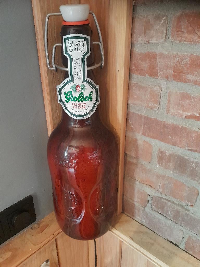 Beugelfles reclame lamp Grolsch, Ophalen of Verzenden, Gebruikt, Lichtbak of (neon) lamp