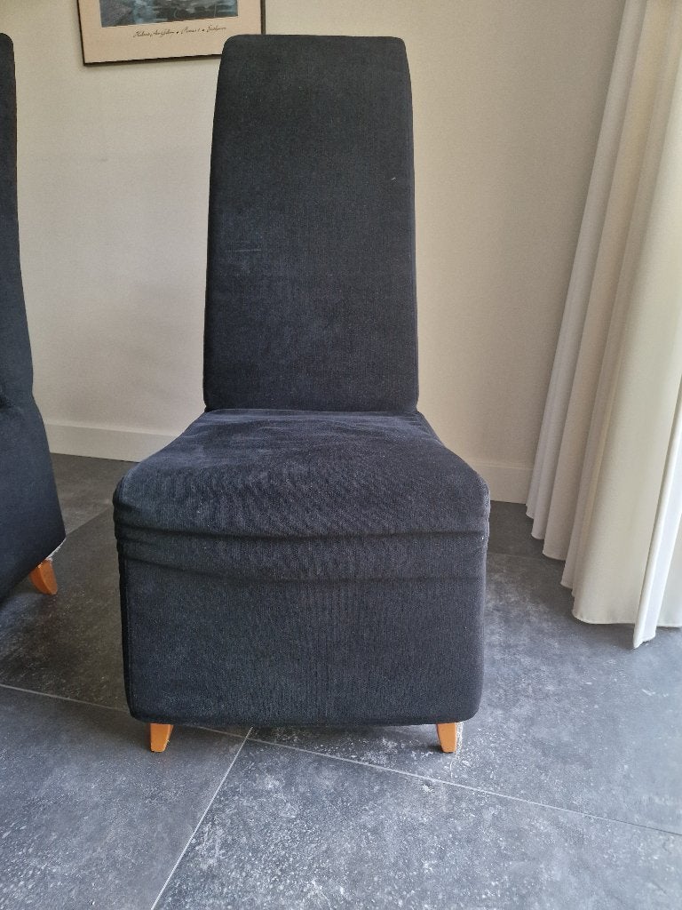 6 eetkamerstoelen (Jan des Bouvrie), Ophalen, Gebruikt, Zwart, Stof