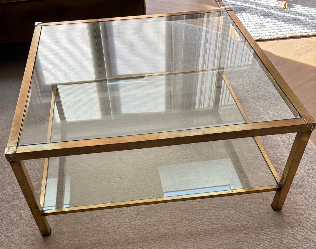 Vintage messing salontafel, Huis en Inrichting, Tafels | Salontafels, Ophalen, 100 tot 150 cm, 50 tot 100 cm, Minder dan 50 cm