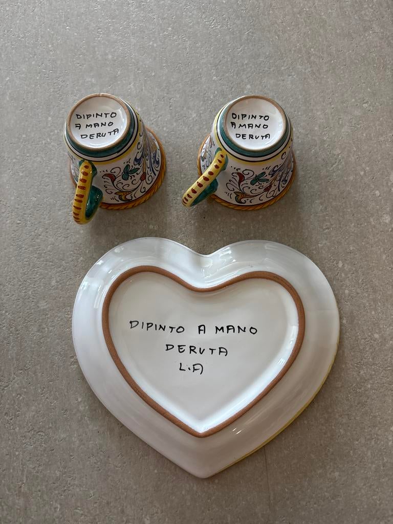 Dipinto a mano deruta set, Gebruikt, Keramiek, Ophalen of Verzenden, Overige stijlen