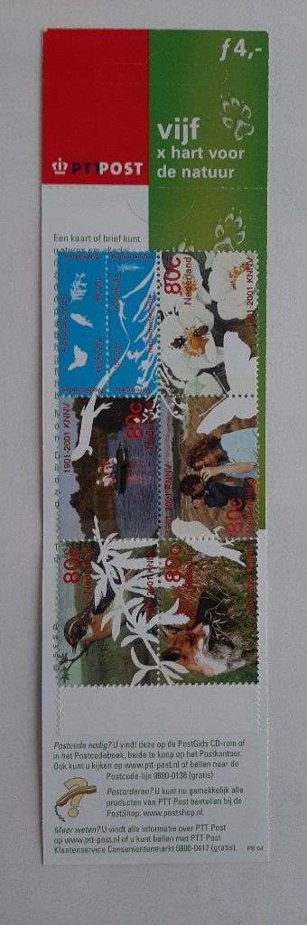 Nederland 2001 Postzegelboekje Vijf keer Hart voor de Natuur, Postzegels en Munten, Ophalen, Postfris