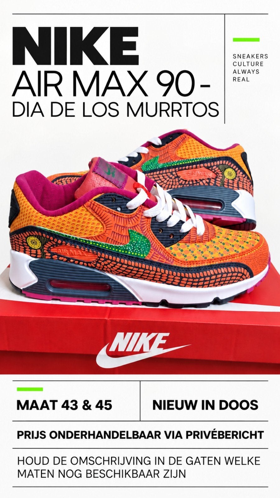 Nike Air Max 90 SE Día de los Muertos – Maat 43 – Nieuw, Overige kleuren, Ophalen of Verzenden, Sneakers of Gympen, Nieuw