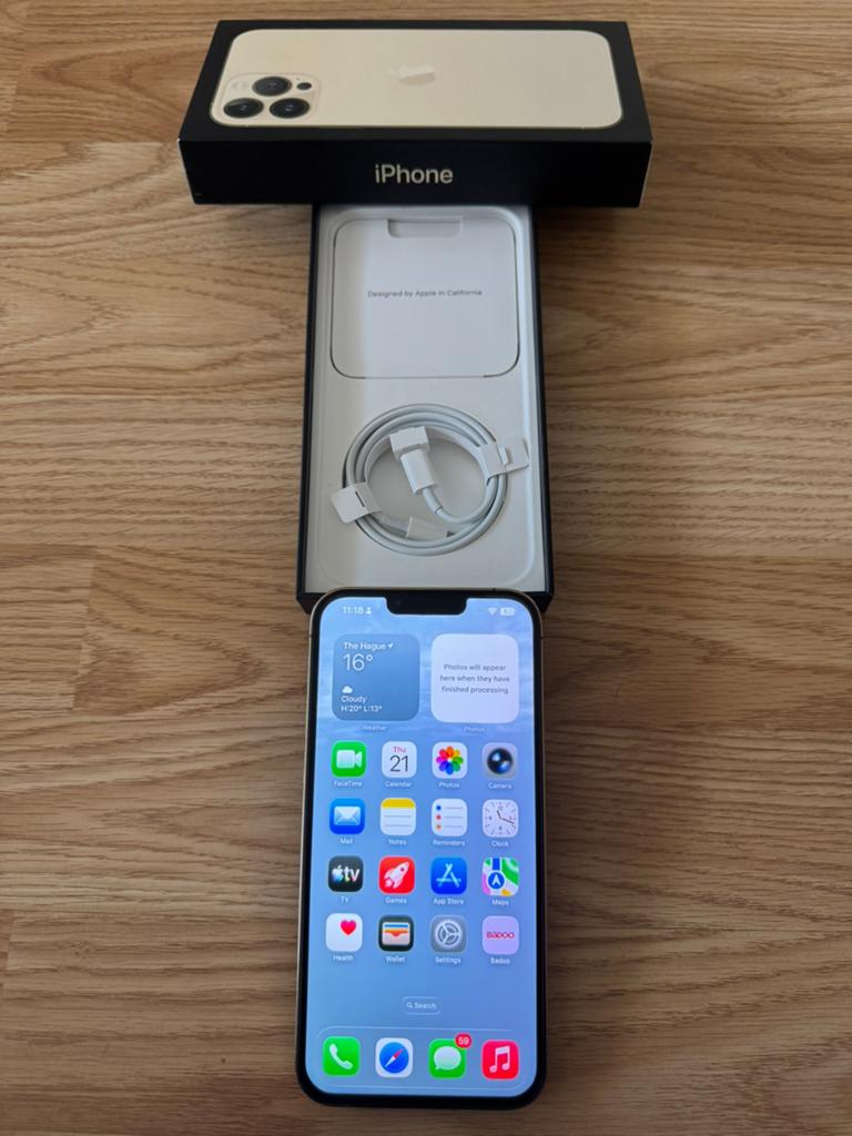 Iphone 13 pro max 512 GB, Telecommunicatie, Mobiele telefoons | Apple iPhone, Ophalen of Verzenden, Zo goed als nieuw, Goud, 512 GB