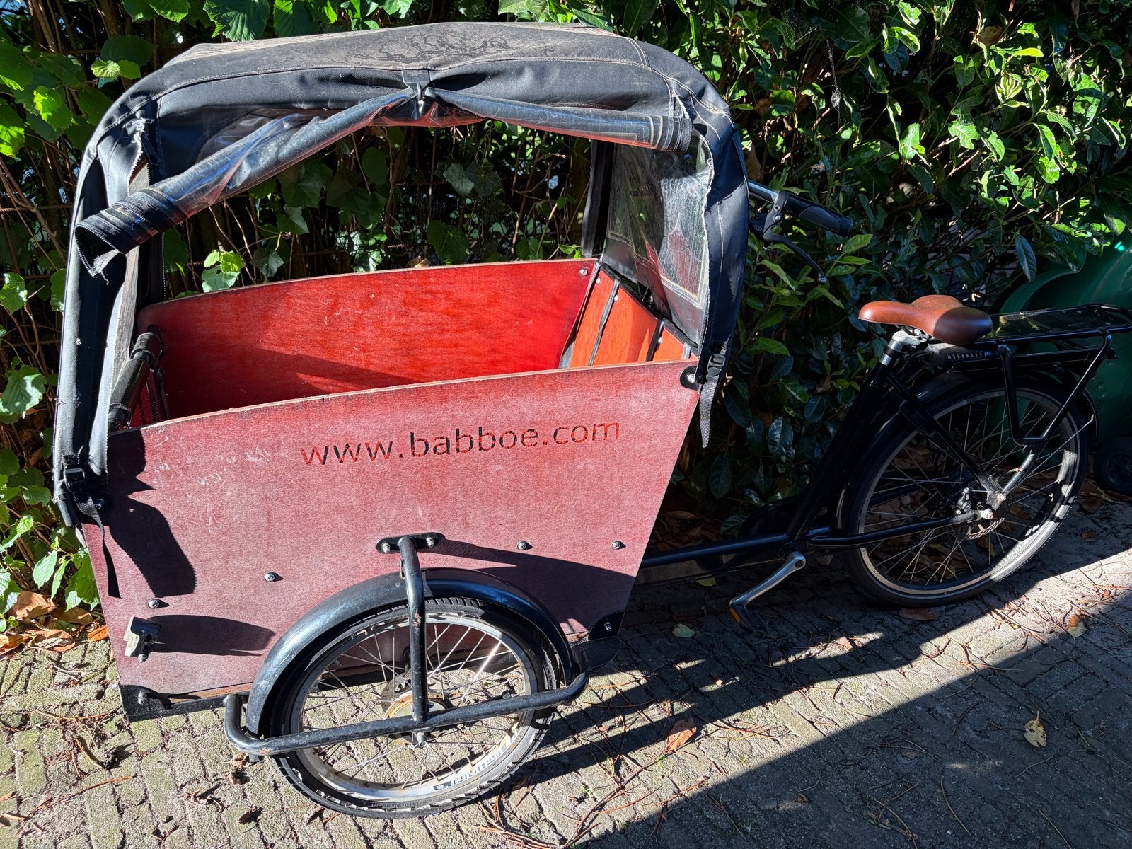 Babboe bakfiets met huif - Ideaal voor gezinnen!, Fietsen en Brommers, Fietsen | Bakfietsen, Gebruikt, Huif, 2 kinderen, Trommelrem