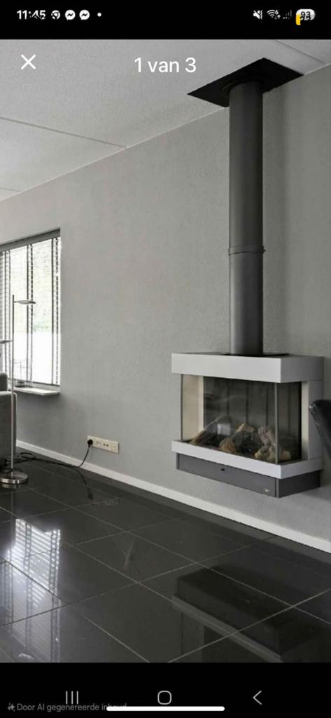 Moderne hangende gashaard incl. buizen, Ophalen, Zo goed als nieuw, Hangende haard, Gashaard