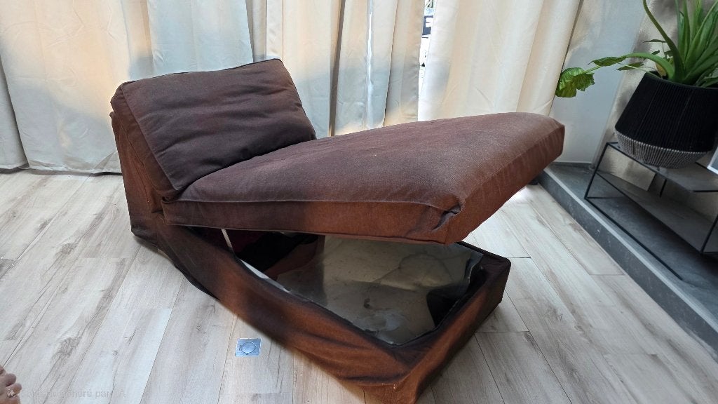 IKEA chaise longue/méridienne met opbergruimte – Bruine hoes, Ophalen, Gebruikt, Overige maten, 150 tot 200 cm
