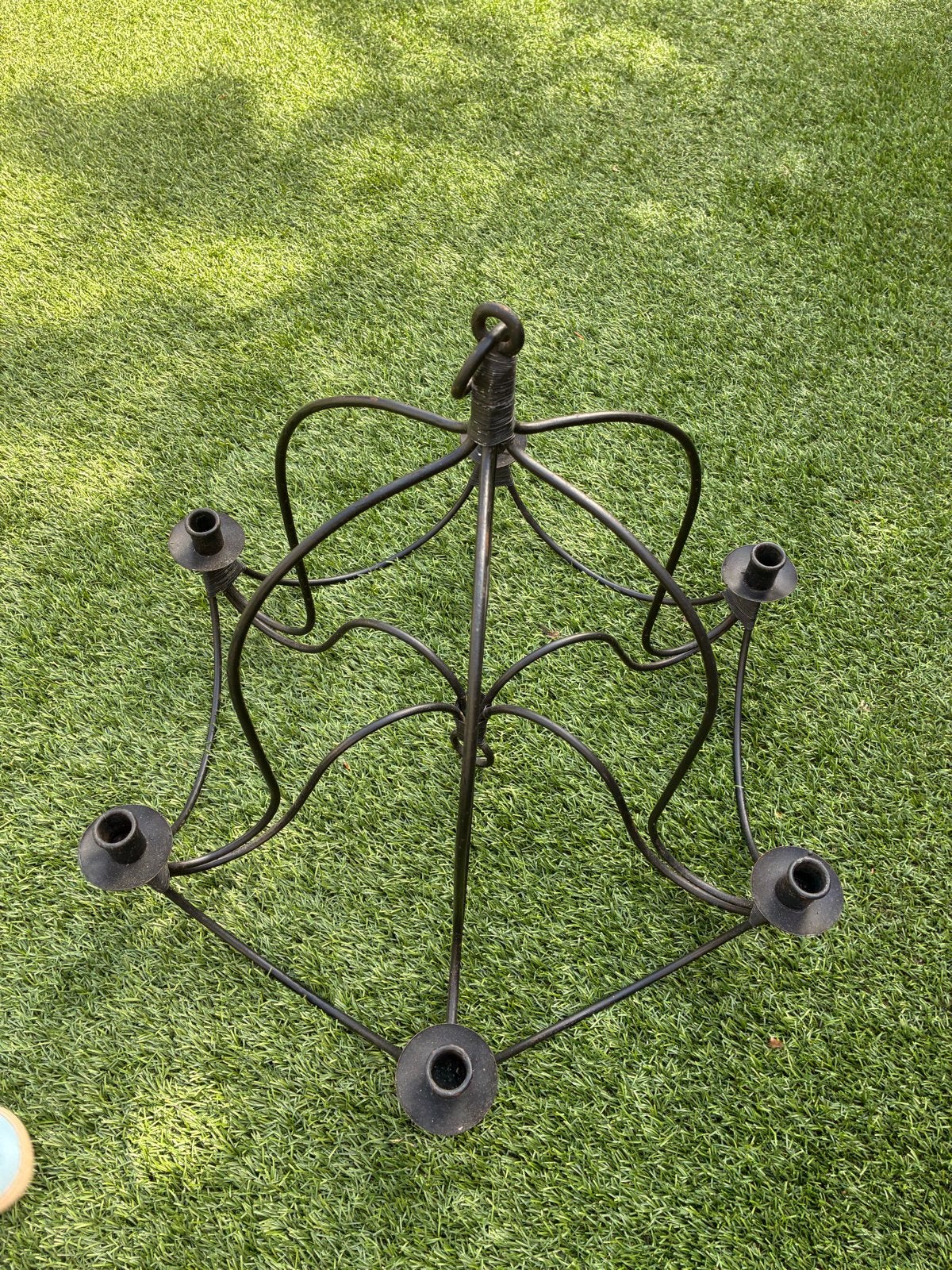 Zwarte metalen kandelaar voor 6 kaarsen, hangend, Ophalen, Gebruikt, Metaal, Kandelaar