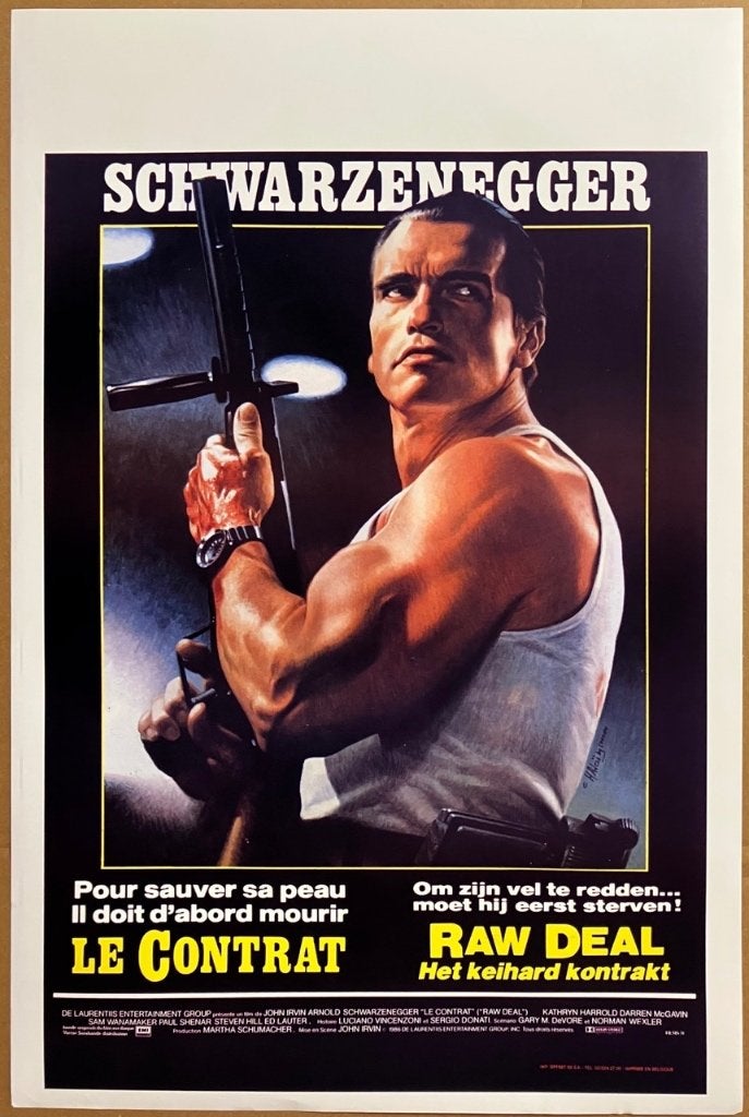 Raw Deal (1986) - Schwarzenegger - Originele filmposter, Verzenden, Zo goed als nieuw, A1 t/m A3, Film en Tv