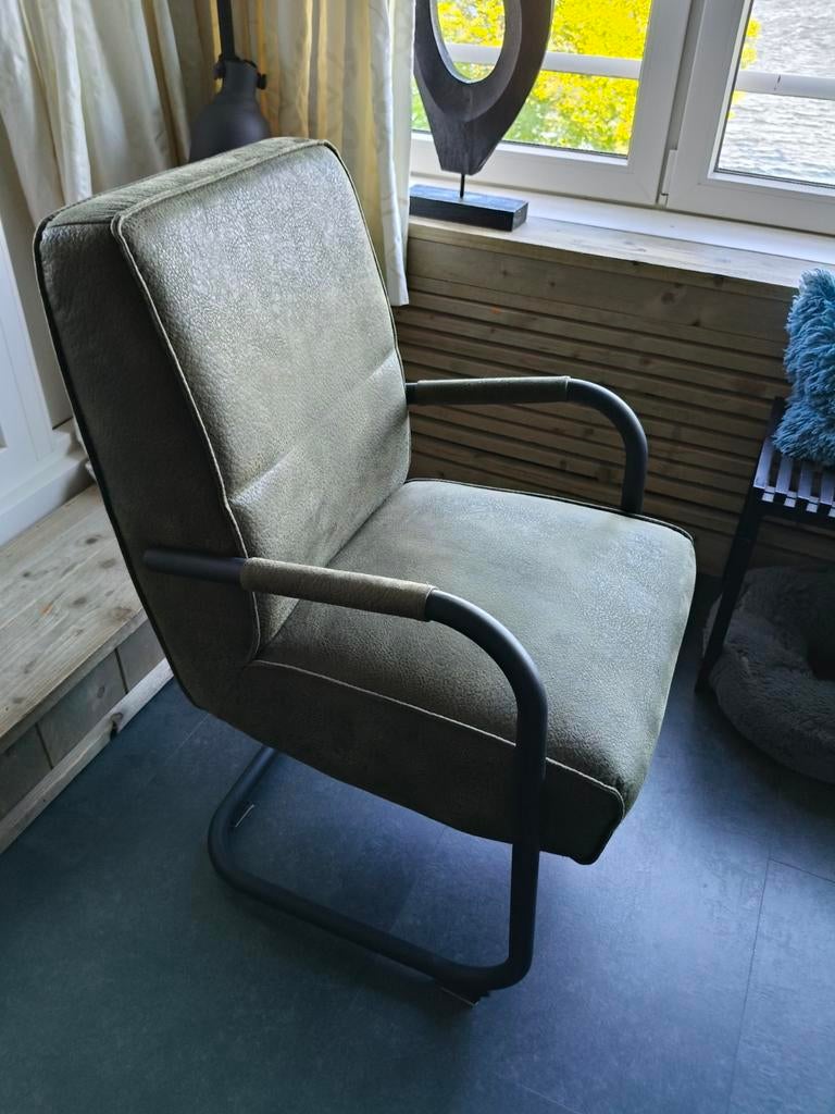 Eetkamerstoelen 6 groen zgan, Huis en Inrichting, Stoelen, Ophalen, Zo goed als nieuw, Overige kleuren