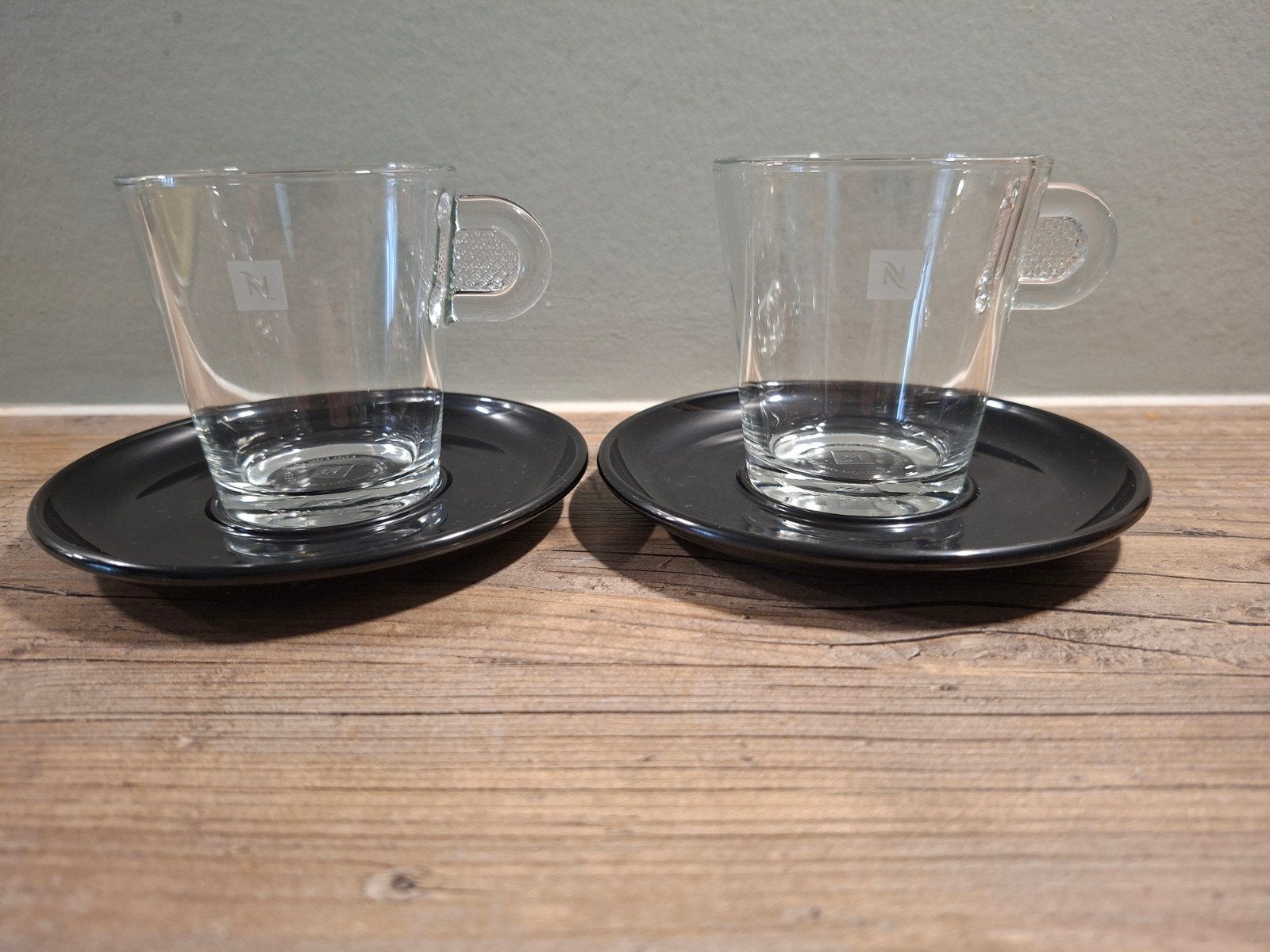 Nespresso lungo kop met schotels, Ophalen of Verzenden, Overige stijlen, Kop(pen) en/of Schotel(s), Glas