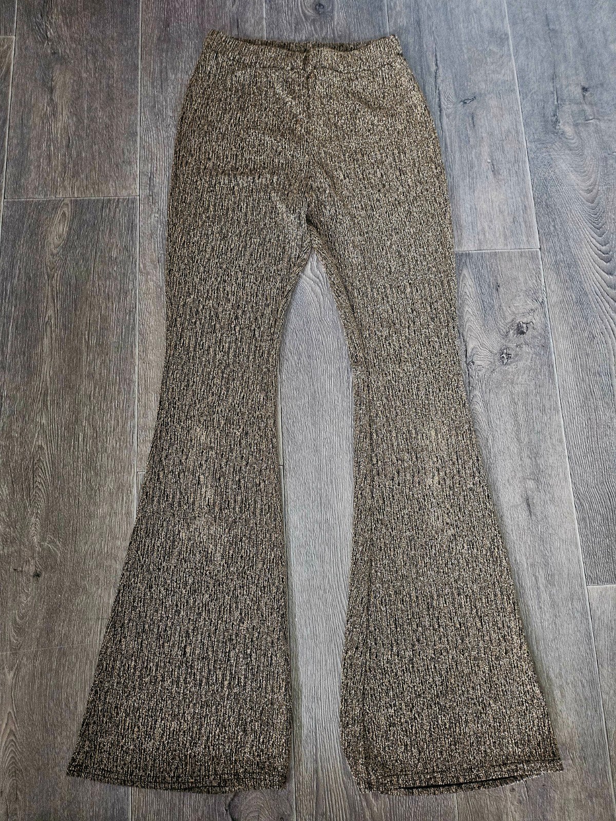 Gouden glitter flared broek, Maat 38/40 (M), Overige kleuren, Ophalen of Verzenden, Lang