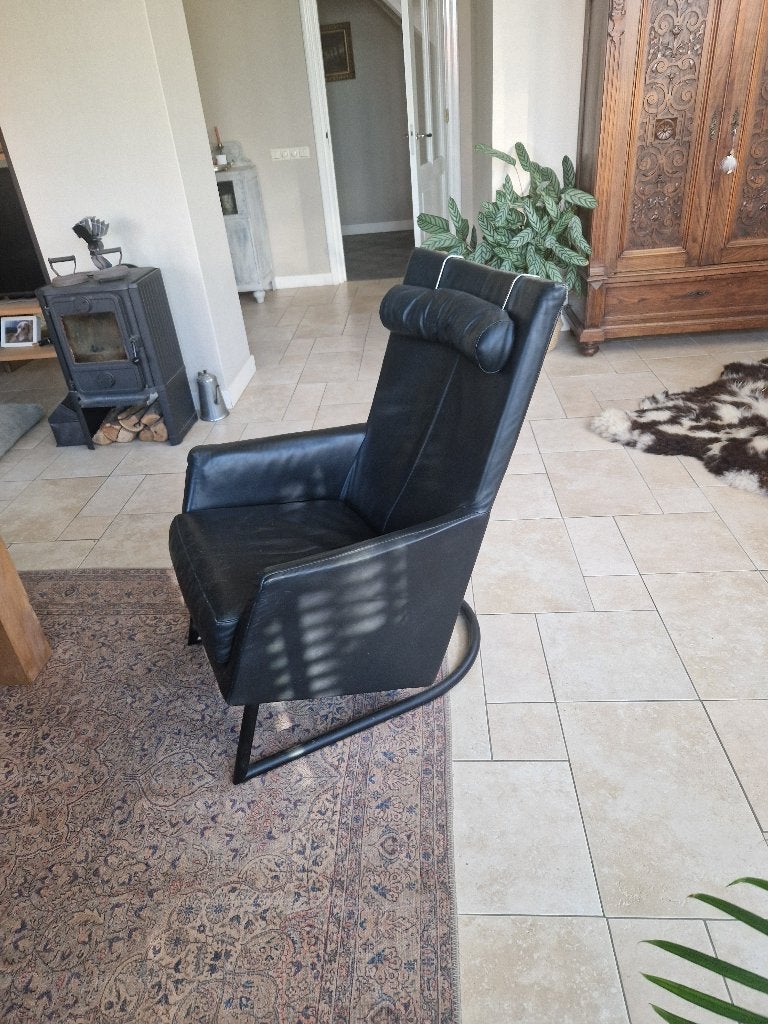 Montis Madonna fauteuil - Zwart leer, Ophalen, Gebruikt, 75 tot 100 cm, Leer