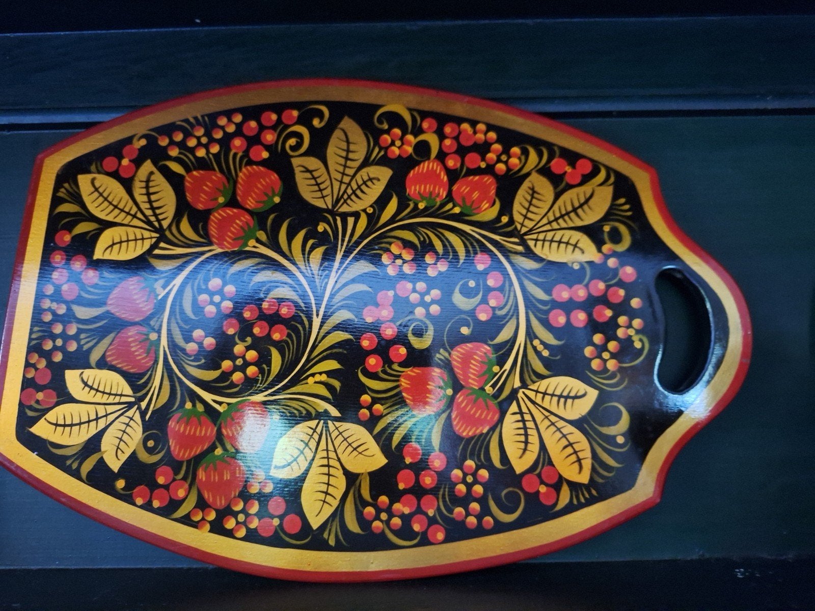 Khokhloma Houten Snijplank/Sierplank - Vintage Staat, Antiek en Kunst, Ophalen of Verzenden