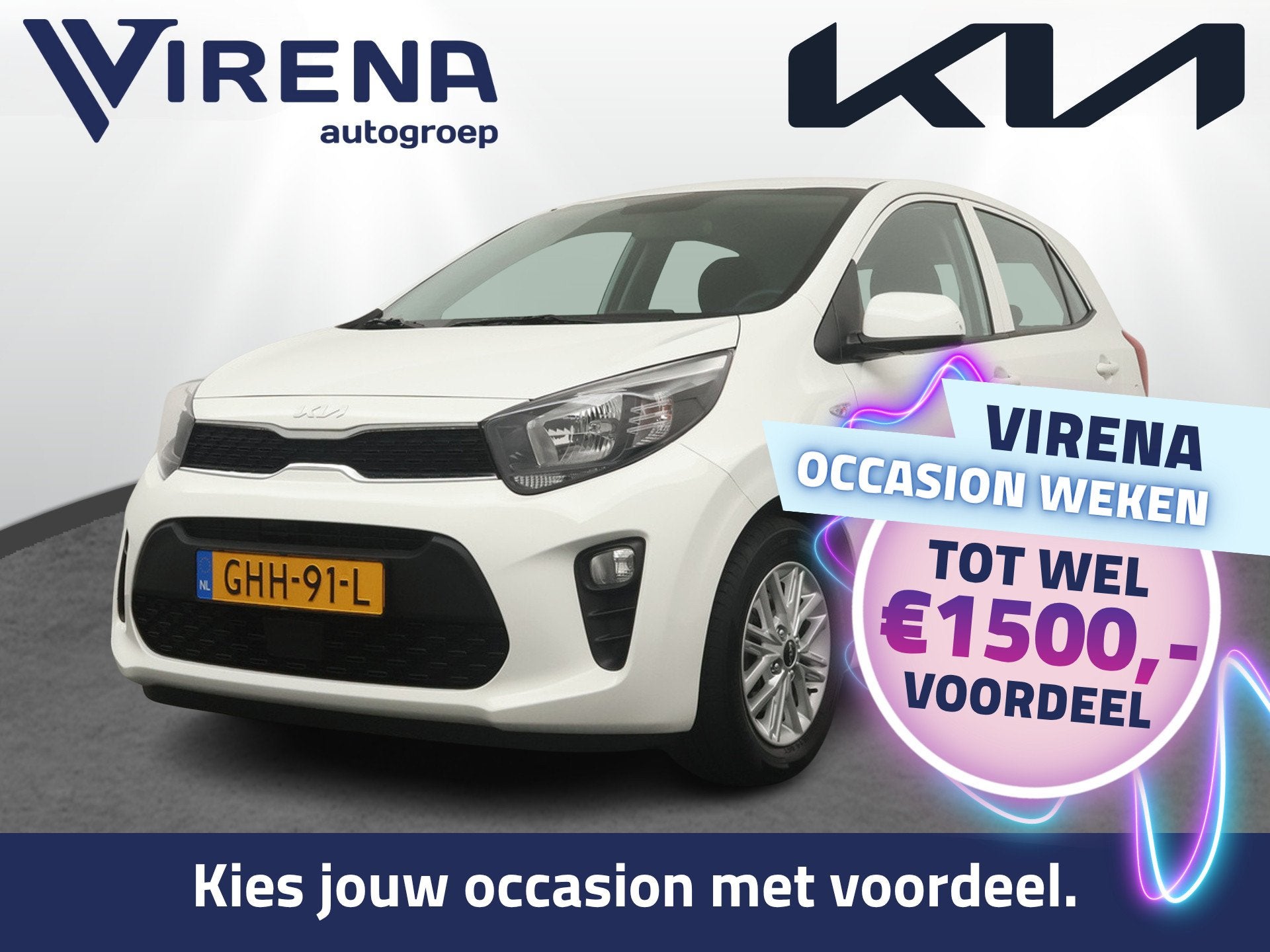 Kia Picanto 1.0 DPi DynamicLine - Airco - Camera - Lichtmeta, Voorwielaandrijving, Stof, Gebruikt, 4 stoelen