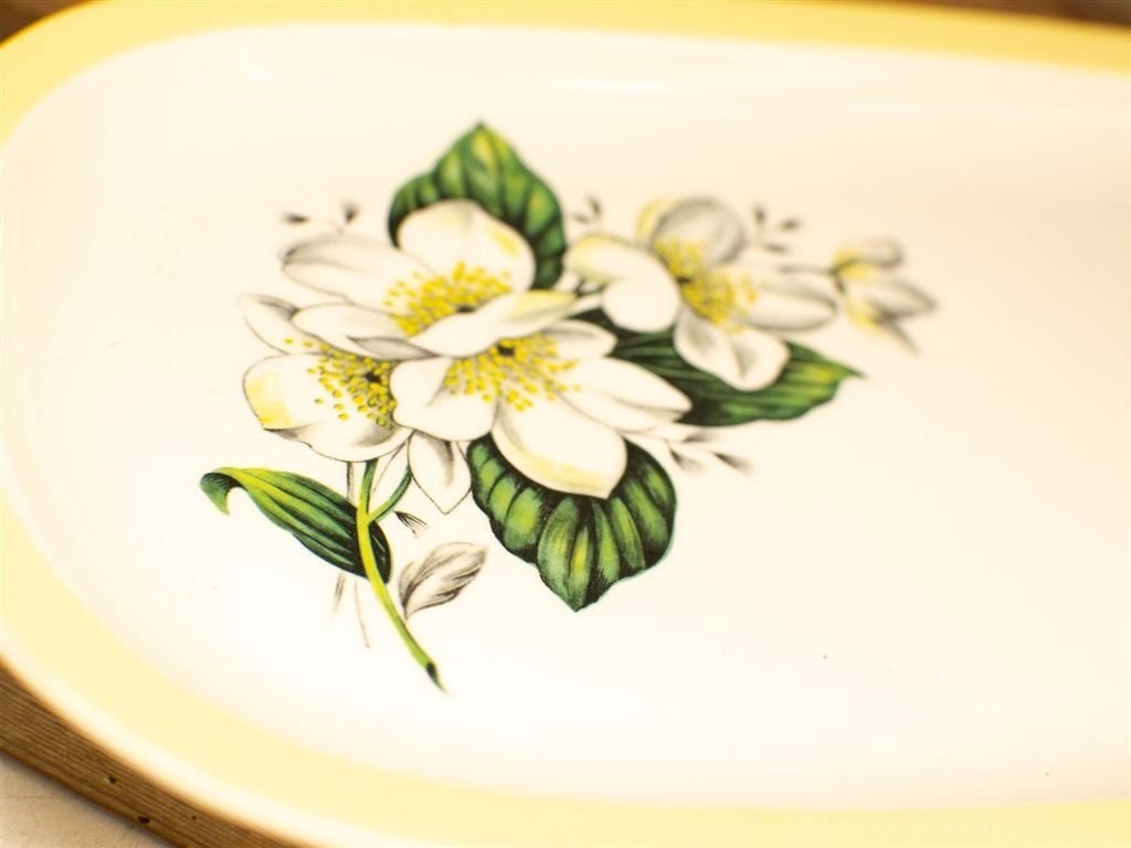 schaal met bloemen prent 32064, Gebruikt, Ophalen of Verzenden, Bord(en), Overige stijlen